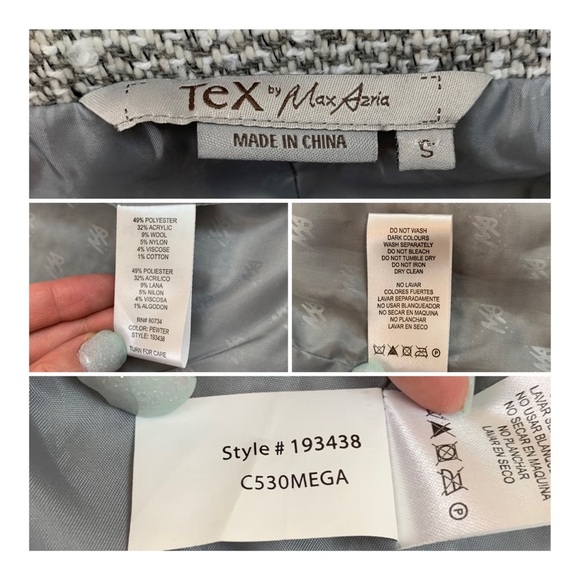 Tex by MaxAzria double breasted tweed button up blazer jacket S - Picture 16 of 16